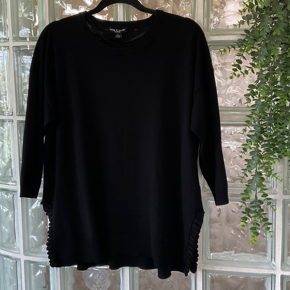 Cable & Gauge Black Long-Sleeve Crewneck Sweater